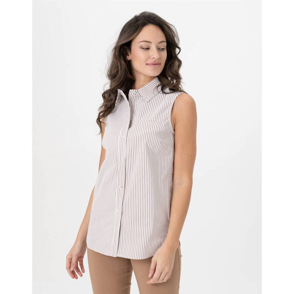 NEW RENUAR button down woven blouse in stone